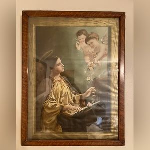 St. Cecilia Religious Print Framed, 16”w x 21” h, 1907